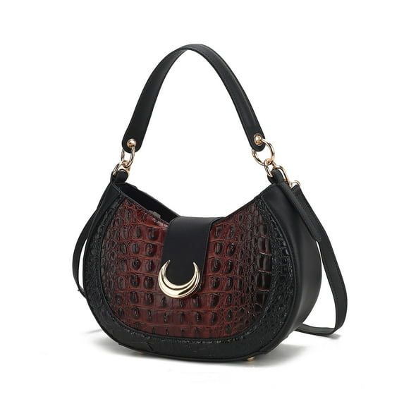 MKF Collection Jain Women Half Moon Shoulder Bag Croc-Embossed Versatile by Mia K - Cognac
