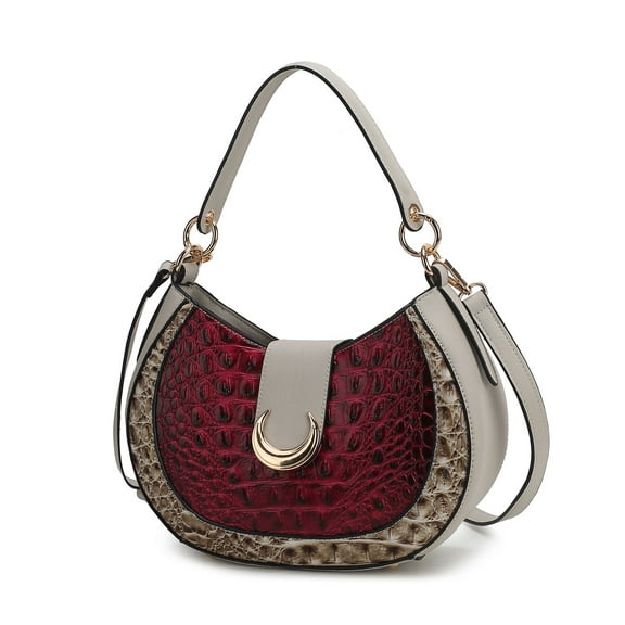 MKF Collection Jain Women Half Moon Shoulder Bag Croc-Embossed Versatile by Mia K - Fuchsia