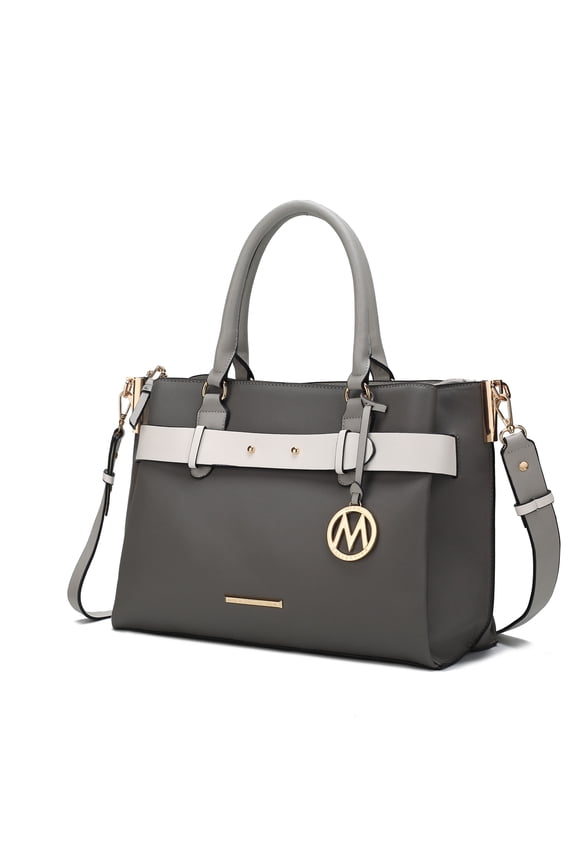 Jamie Women's Satchel Bag, Vegan Leather Crossbody Bag Handbag Purse by Mia K - Charcoal Gray