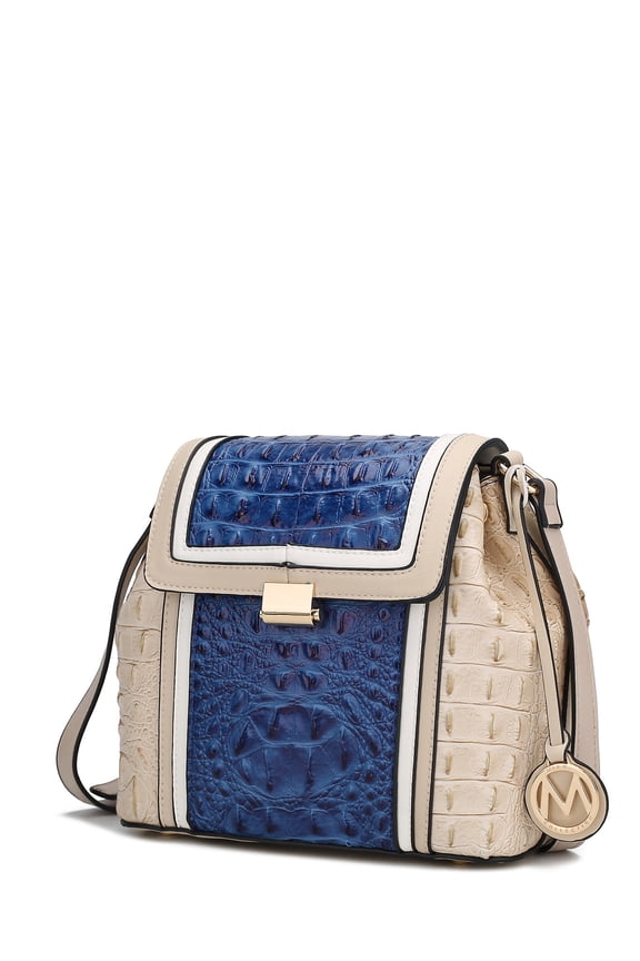 Jamilah Women’s Crossbody Bag - Stylish Vegan Leather Shoulder Purse with Gold-Tone Accents by Mia K - Beige