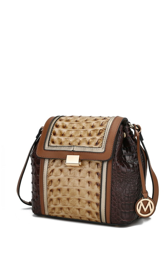 Jamilah Women’s Crossbody Bag - Stylish Vegan Leather Shoulder Purse with Gold-Tone Accents by Mia K - Brown