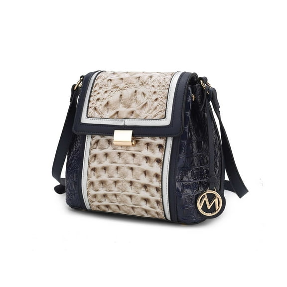 MKF Collection Jamilah Women’s Crossbody Bag - Stylish Vegan Leather Shoulder Purse with Gold-Tone Accents by Mia K - Navy