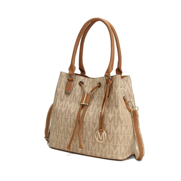 MKF Collection Jane Women's Shoulder Bag, Vegan Leather Hobo Bag Bucket Bag Handbag Purse by Mia K. - Beige
