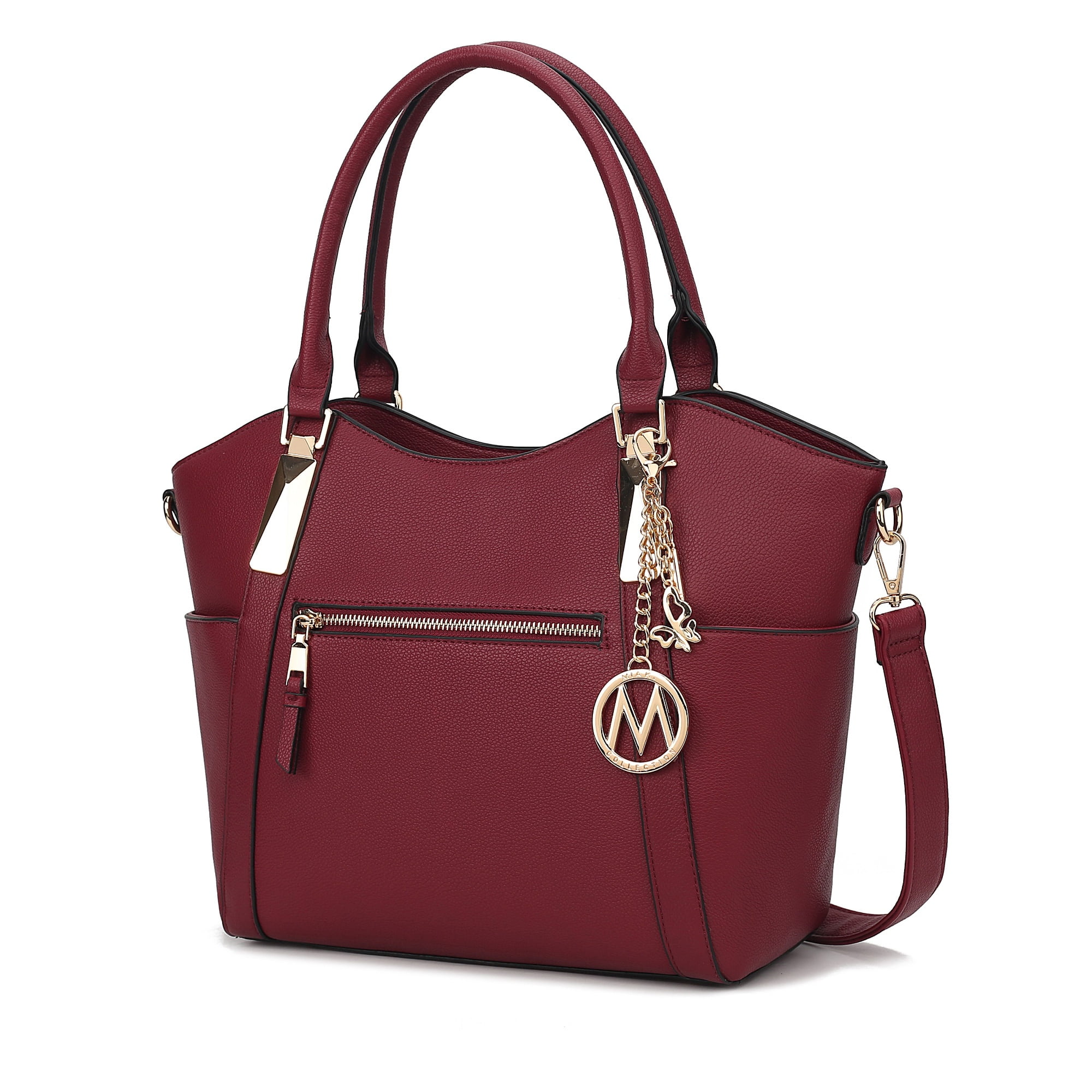 MKF Collection Janise Women's Tote Bag,Solid Shoulder Bag Handbag Purse by Mia K - Burgundy