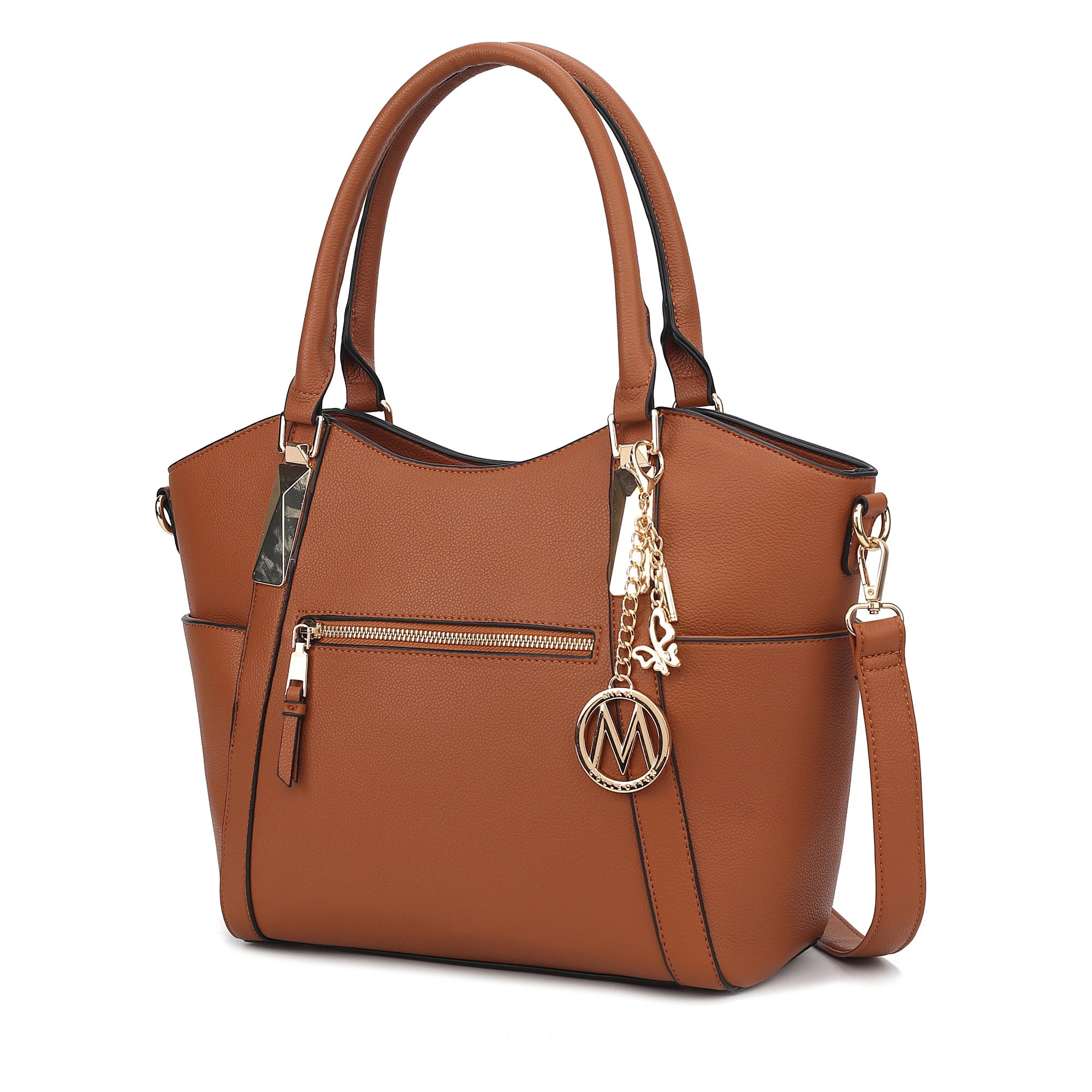 MKF Collection Janise Women's Tote Bag,Solid Shoulder Bag Handbag Purse by Mia K - Cognac