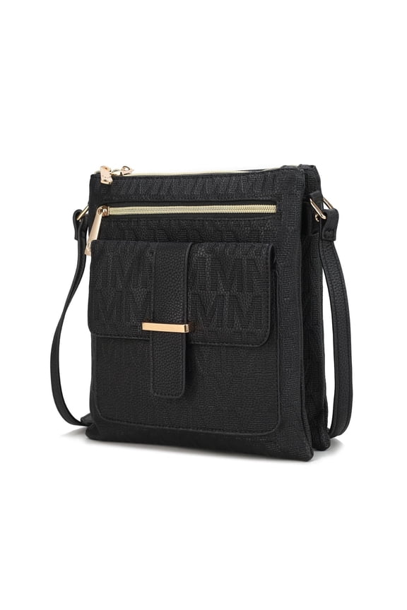 Janni Women's Crossbody Bag Signature Vegan Leather Shoulder Bag Handbag by Mia K. - Black