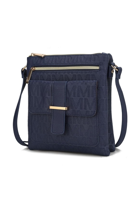 Janni Women's Crossbody Bag Signature Vegan Leather Shoulder Bag Handbag by Mia K. - Navy
