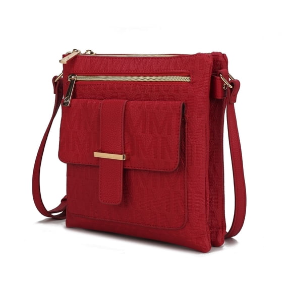 MKF Collection Janni Women's Crossbody Bag Signature Vegan Leather Shoulder Bag Handbag by Mia K. - Red