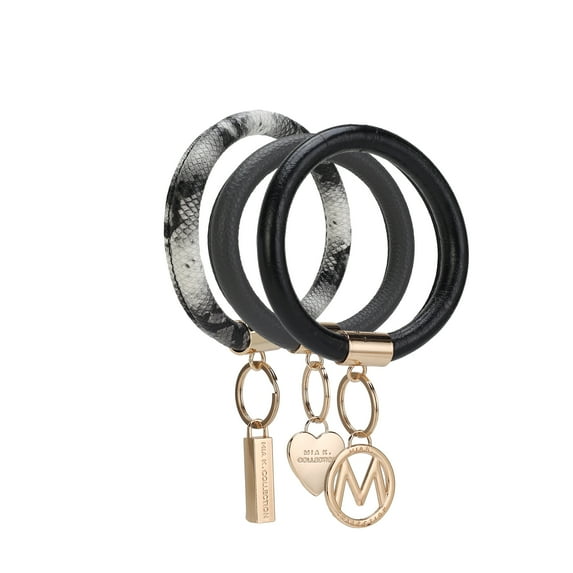 MKF Collection Jasmine Vegan Leather Women’s Bangle Wristlet Keychain set by Mia K- 3 pieces