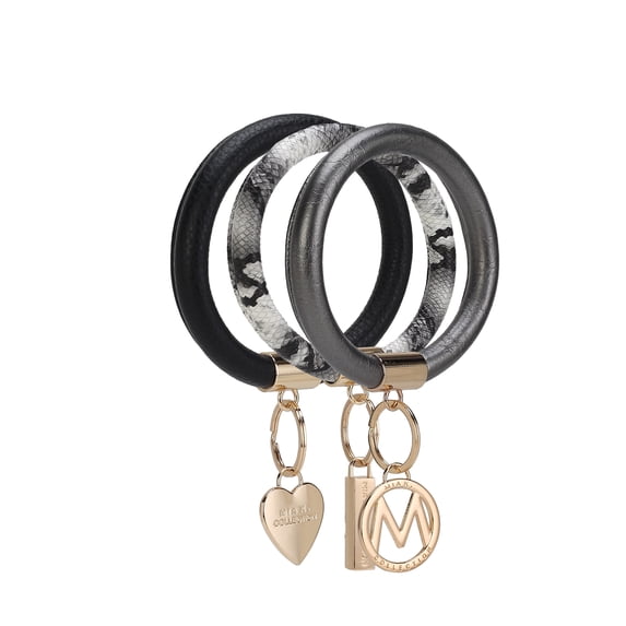 MKF Collection Jasmine Vegan Leather Women’s Bangle Wristlet Keychain set by Mia K- 3 pieces