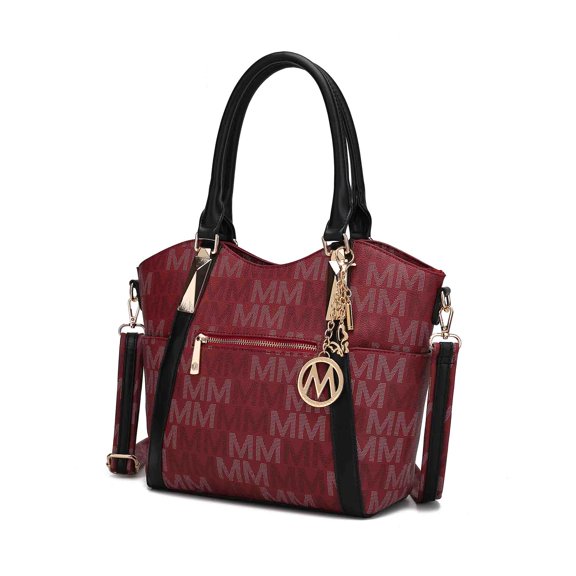 MKF Collection Jeneece Women's Tote Bag, Signature Vegan Leather Shoulder Bag Handbag Purse by Mia K - Burrgundy