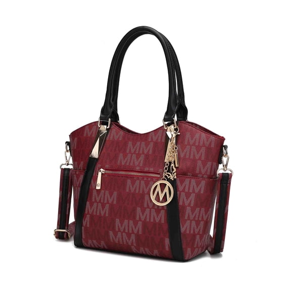 MKF Collection Jeneece Women's Tote Bag, Signature Vegan Leather Shoulder Bag Handbag Purse by Mia K - Burrgundy