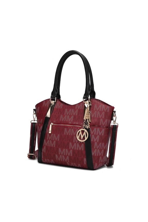 Jeneece Women's Tote Bag, Signature Vegan Leather Shoulder Bag Handbag Purse by Mia K - Burrgundy