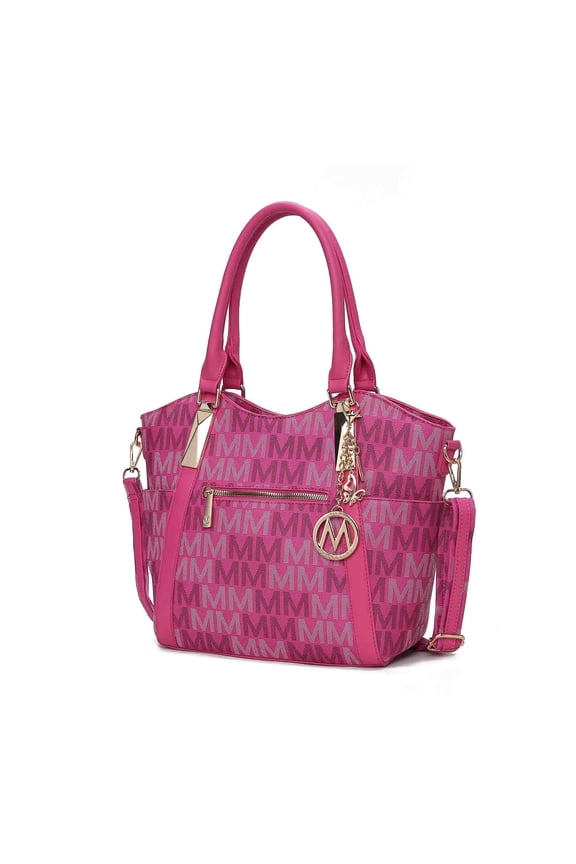 Jeneece Women's Tote Bag, Signature Vegan Leather Shoulder Bag Handbag Purse by Mia K - Fuchsia