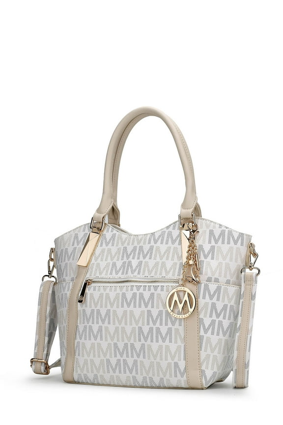 Jeneece Women's Tote Bag, Signature Vegan Leather Shoulder Bag Handbag Purse by Mia K - White
