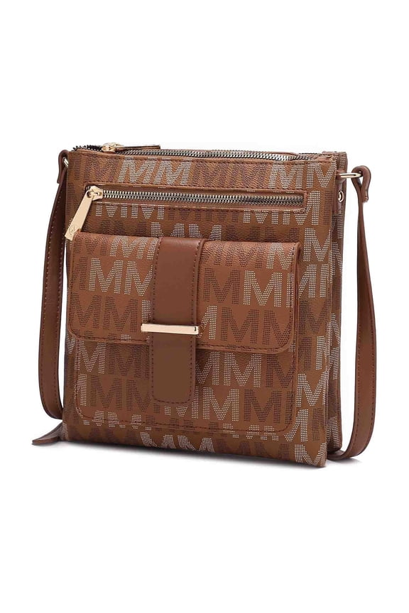 Jeni womens Crossbody Bag, Signature Vegan Leather Shoulder bag Handbag Purse by Mia K. - Tan