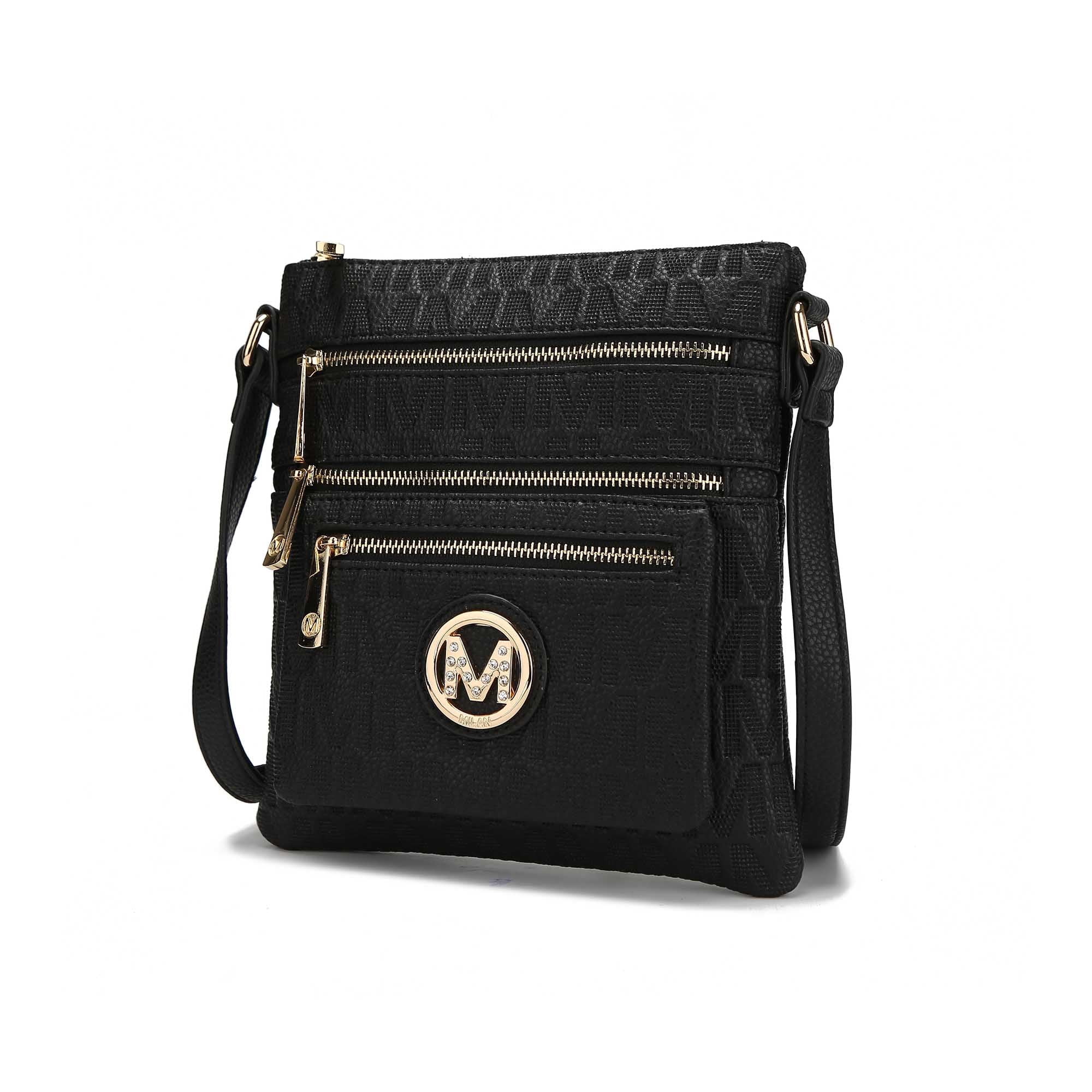 MKF Collection Jessy Women's Crossbody Bag, M Signature Vegan Leather Shoulder Bag by Mia K- Black