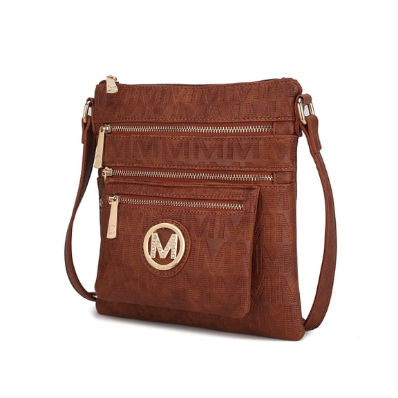 MKF Collection Jessy Women's Crossbody Bag, M Signature Vegan Leather Shoulder Bag by Mia K- Camel