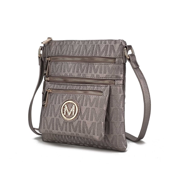 MKF Collection Jessy Women's Crossbody Bag, M Signature Vegan Leather Shoulder Bag by Mia K- Pewter