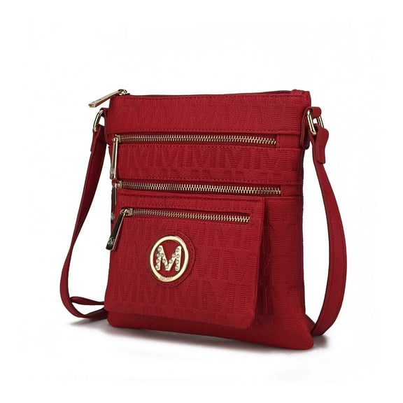MKF Collection Jessy Women's Crossbody Bag, M Signature Vegan Leather Shoulder Bag by Mia K- Red