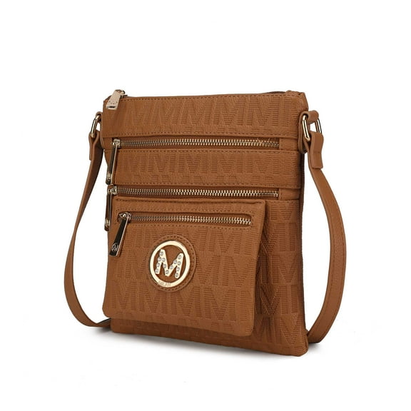 MKF Collection Jessy Women's Crossbody Bag, M Signature Vegan Leather Shoulder Bag by Mia K- Tan