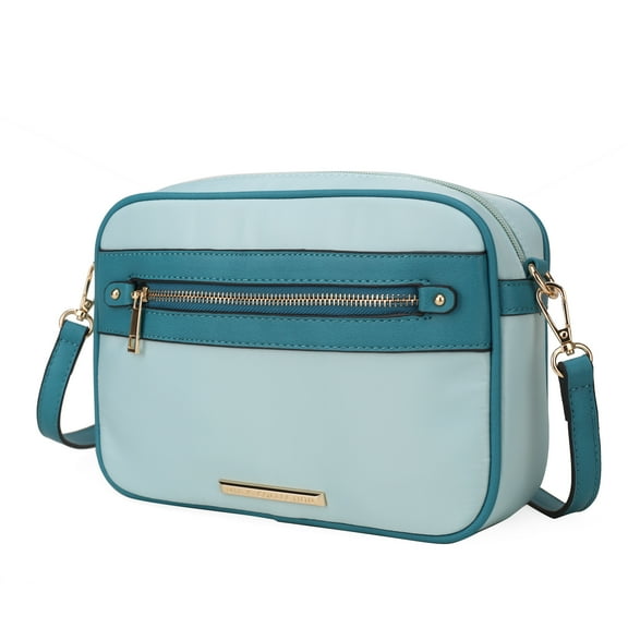 MKF Collection Jimena Women's Crossbody Bag Nylon Vegan Leather Shoulder Bag by Mia K - Baby Blue Navy