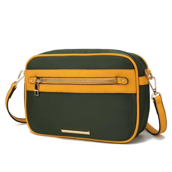 MKF Collection Jimena Women's Crossbody Bag Nylon Vegan Leather Shoulder Bag by Mia K - Olive Mustard