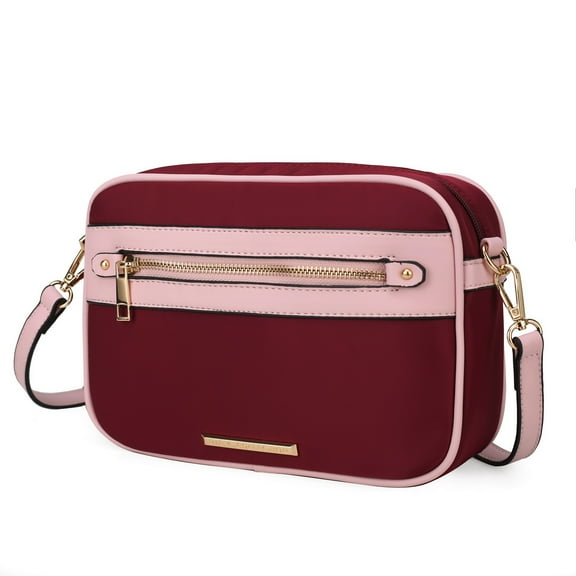 MKF Collection Jimena Women's Crossbody Bag Nylon Vegan Leather Shoulder Bag by Mia K - Wine Pink