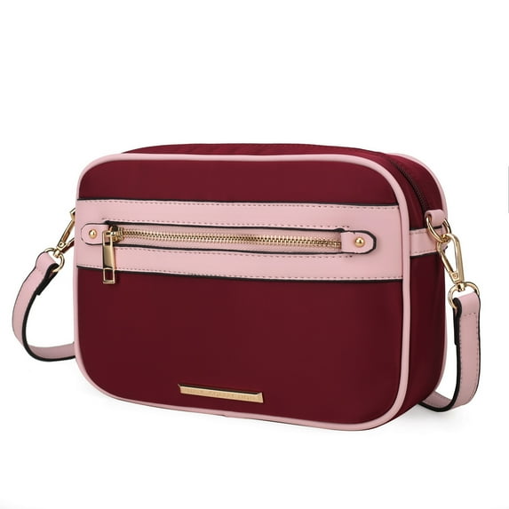 MKF Collection Jimena Women's Crossbody Bag Nylon Vegan Leather Shoulder Bag by Mia K - Wine Pink