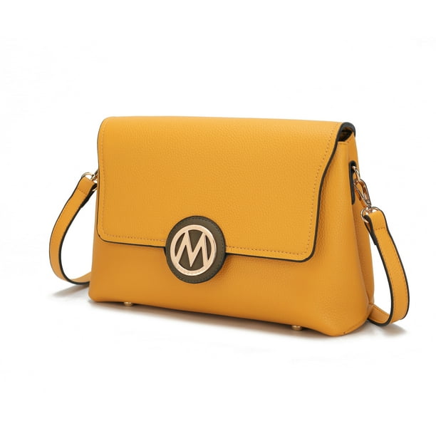 MKF Collection Johanna Vegan Leather Women s Multi Compartment Crossbody Bag by Mia K. Yellow