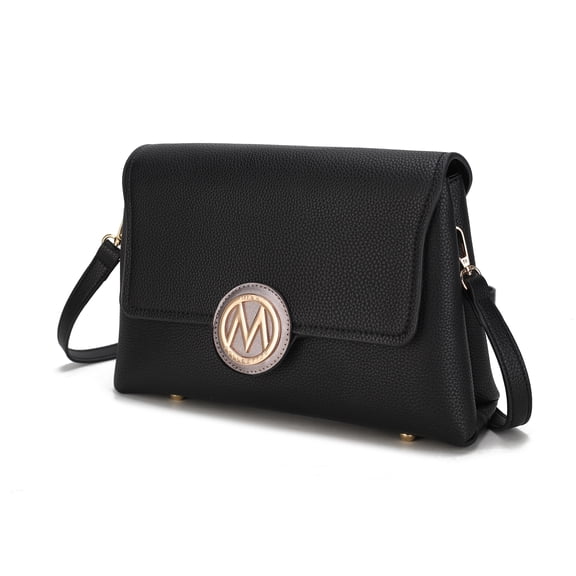 MKF Collection Johanna Crossbody Bag for women, Vegan Leather Shoulder bag Black Pewter handbags Purses by Mia K