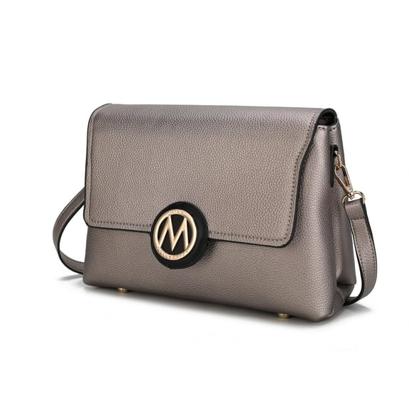 MKF Collection Johanna Crossbody Bag for women, Vegan Leather Shoulder bag Silver Black handbags Purses by Mia K