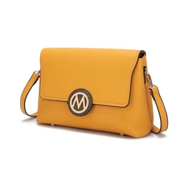MKF Collection Johanna Crossbody Bag for women, Vegan Leather Shoulder bag Yellow Olive handbags Purses by Mia K