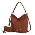 thumbnail image 1 of MKF Collection Jordina Vegan Leather Women's Shoulder Bag & Wristlet Wallet 2 pcs, Functional Purse Hobo Hanbag by Mia K - Cognac, 1 of 12