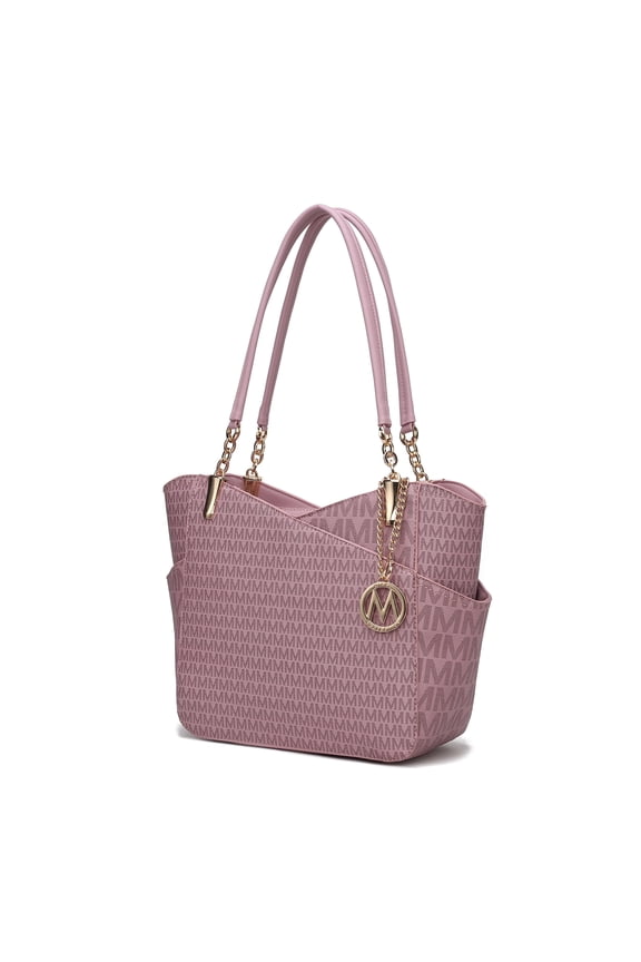 Jules Vegan Leather Women's Tote Bag, Functional Stylish Shopper Purse Handbag by Mia K - Purple