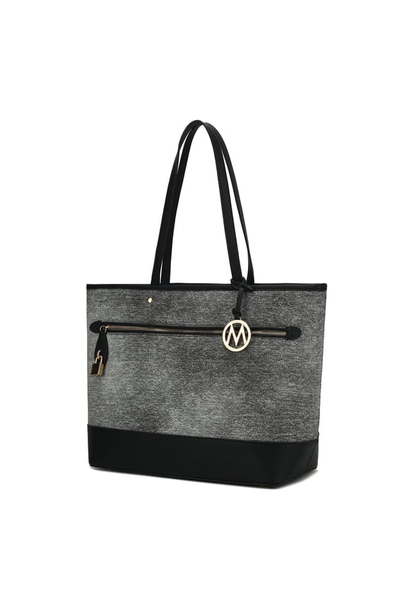 Juno Tote Bag for Women, Vegan Leather Top Handle Shoulder Bag Work Handbag By Mia K - Black