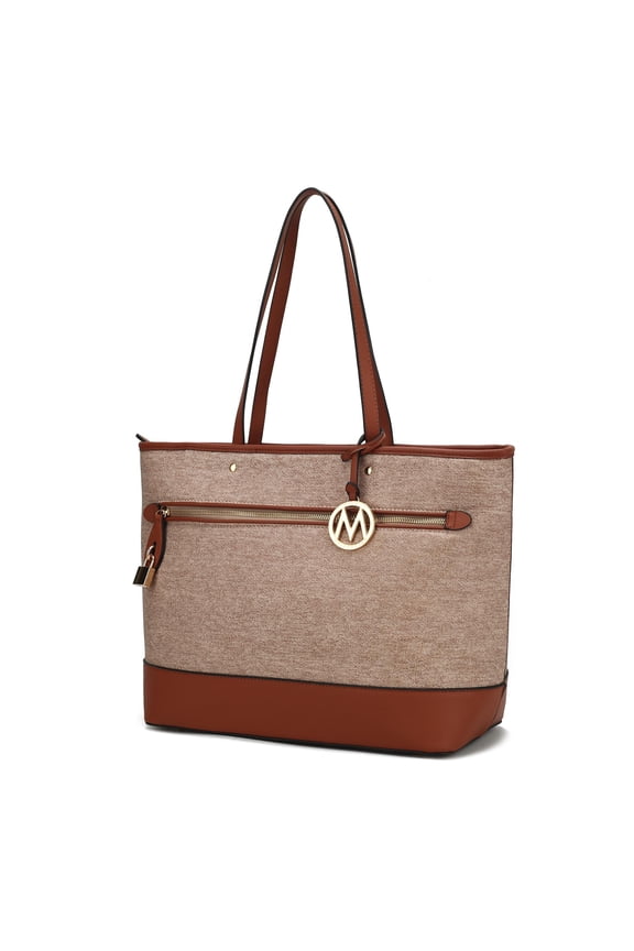Juno Tote Bag for Women, Vegan Leather Top Handle Shoulder Bag Work Handbag By Mia K - Cognac Brown