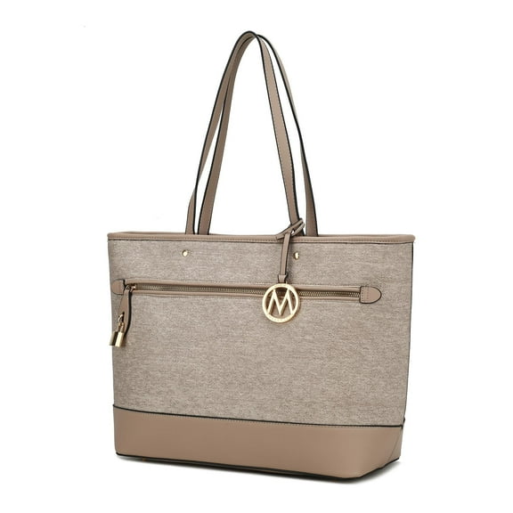 MKF Collection Juno Tote Bag for Women, Vegan Leather Top Handle Shoulder Bag Work Handbag By Mia K - Taupe Beige