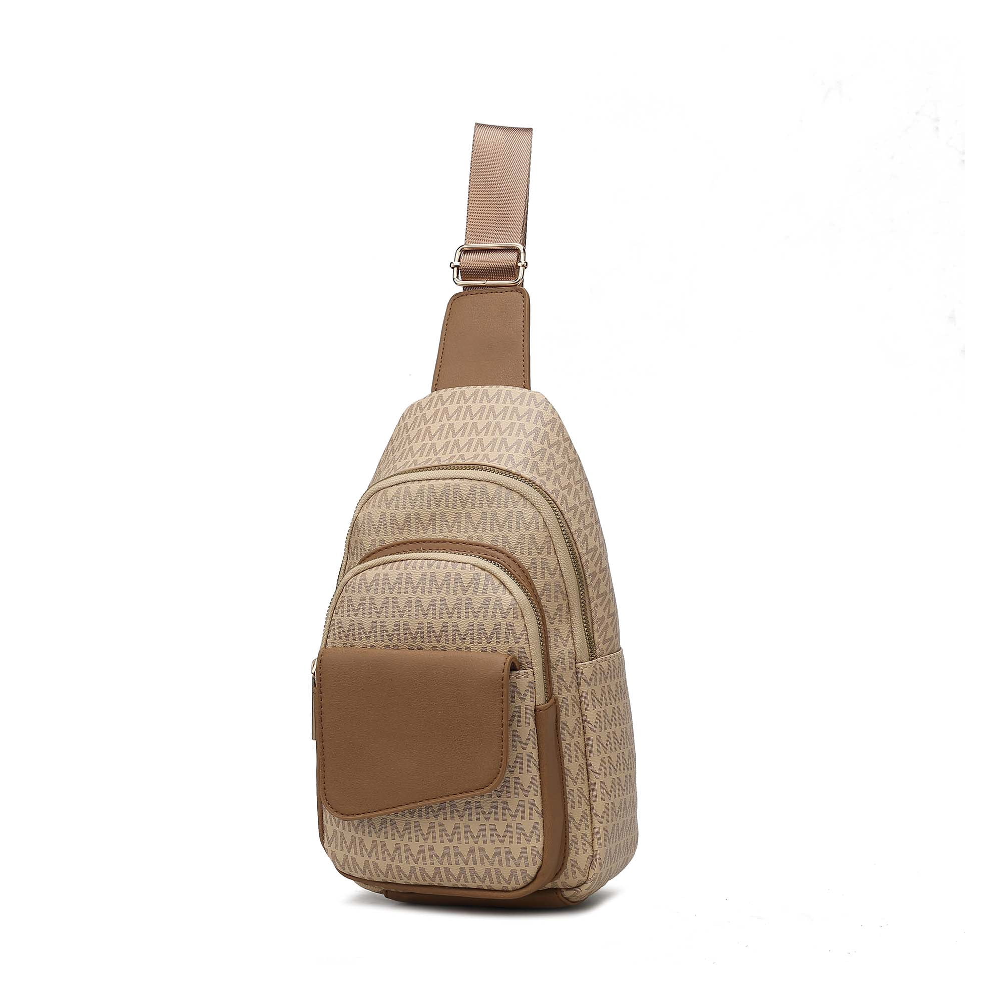 MKF Collection Kace Vegan Leather Women's Sling Bag, Stylish Fanny Purse Handbag by Mia K - Beige