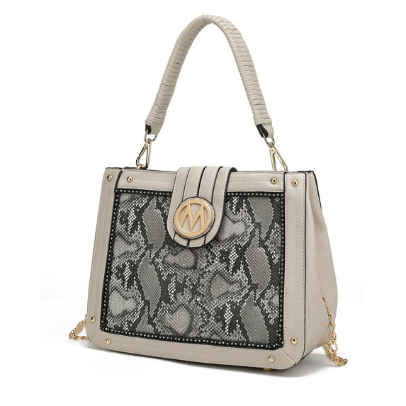 MKF Collection Kamala Vegan Leather Women's Shoulder Bag, Modern Crossbody Purse Handbag by Mia K - Light Gray