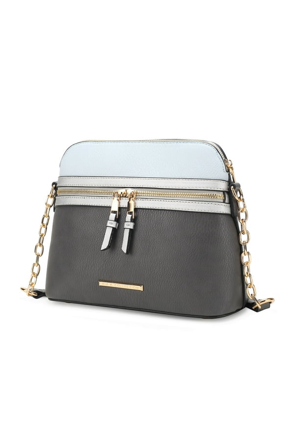 Karelyn Vegan Leather Women's Crossbody Bag, Trendy Messenger Pouch Purse Handbag by Mia K - Charcoal Silver