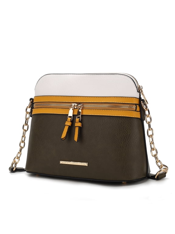 Karelyn Vegan Leather Women's Crossbody Bag, Trendy Messenger Pouch Purse Handbag by Mia K - Olive Yellow