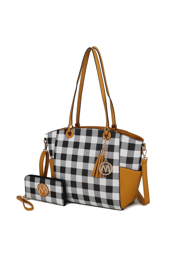 Karlee Vegan Leather Women's Tote Bag & Wristlet Wallet, Classy Shoulder Purse Handbag by Mia K - Mustard