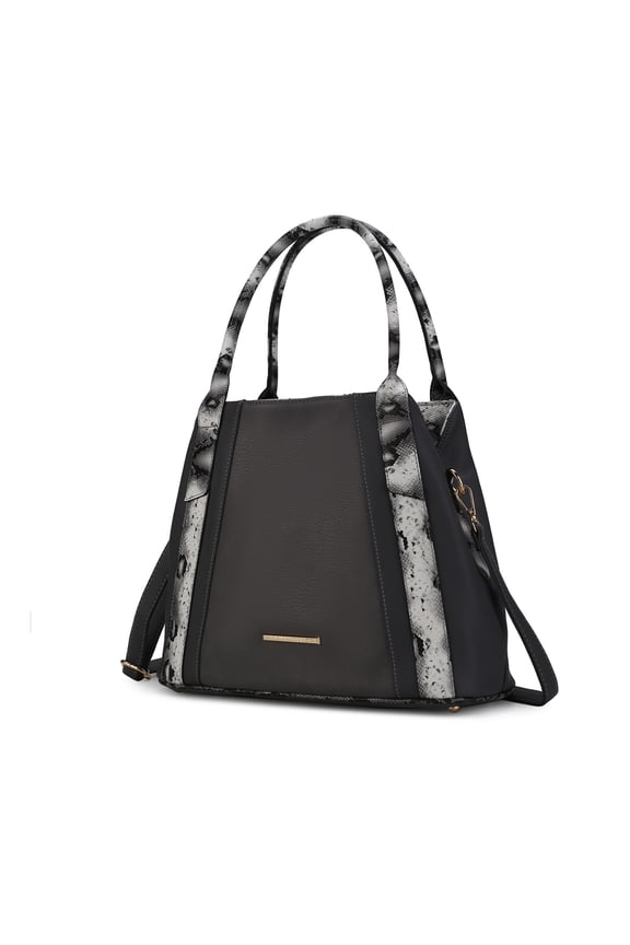 Kenna Women Tote Bag Vegan Leather Snake embossed Handbag Purse by Mia K - Charcoal Gray