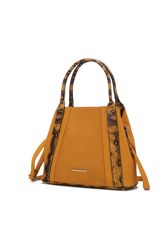 Kenna Women Tote Bag Vegan Leather Snake embossed Handbag Purse by Mia K - Mustard Yellow