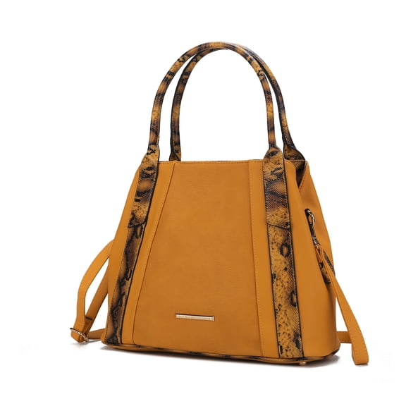 MKF Collection Kenna Women Tote Bag Vegan Leather Snake embossed Handbag Purse by Mia K - Mustard Yellow