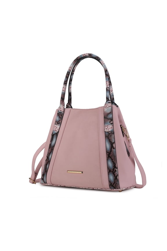 Kenna Women Tote Bag Vegan Leather Snake embossed Handbag Purse by Mia K - Pink