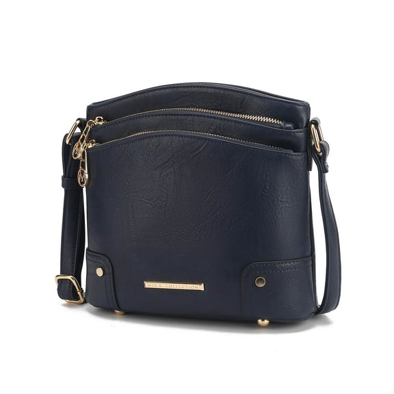MKF Collection Kenya Crossbody Shoulder Women’s Bag Stylish Vegan Leather with Gold-Tone Accents by Mia K. - Navy