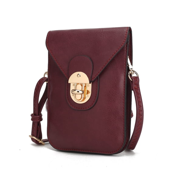MKF Collection Kianna Vegan Leather Phone Crossbody Handbag by Mia K- Burgundy