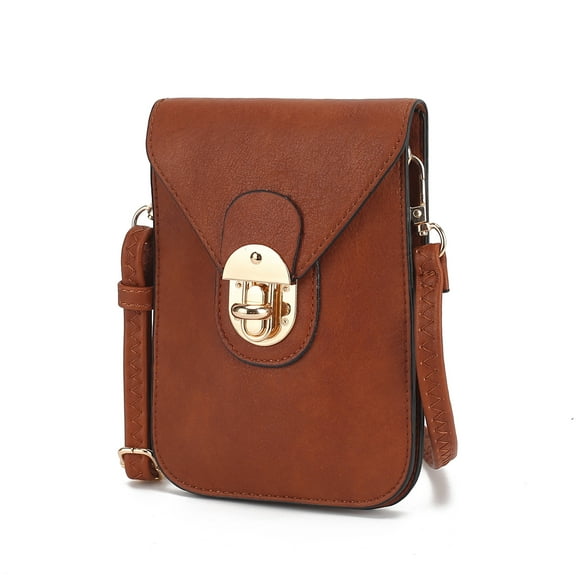MKF Collection Kianna Vegan Leather Women's Phone Crossbody Bag by Mia K. -Cognac